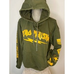 Nitro Mulisha Hoodie Mens L Olive Green Good Graphic Skull Moto Streetwear